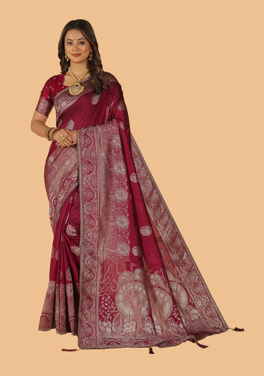 Anaya Woven Multi Color Raw Silk With Zari Work Design Saree