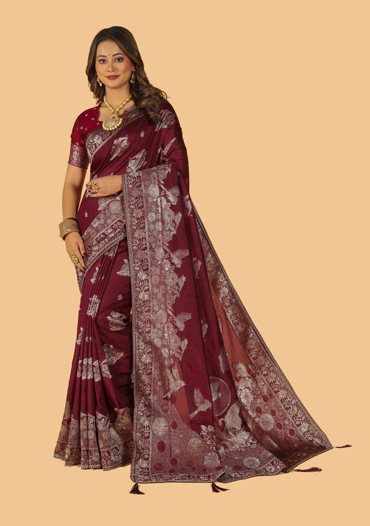 Sitara New Designer Raw Silk With Designer Zari Work Saree & Unstitched Blouse.