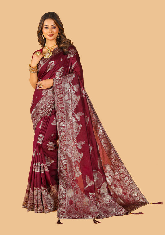 Neelam Ready Made Raw Silk Zari Work Saree With Un Stitched Blouse.