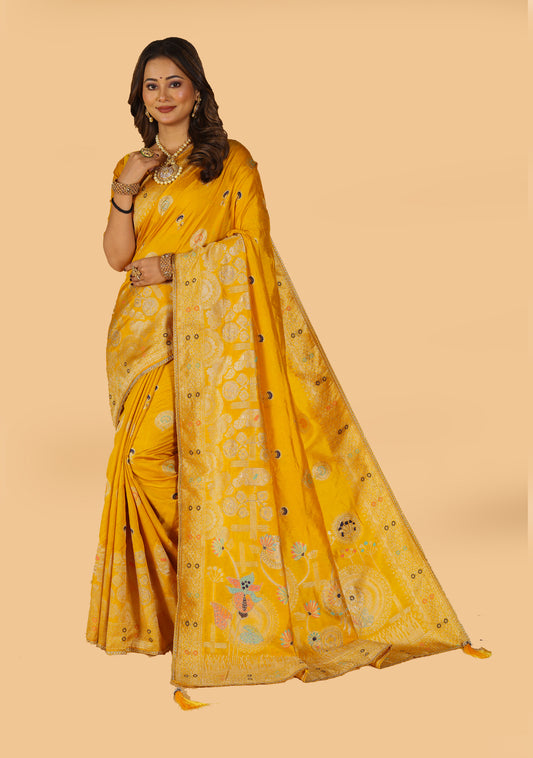 Rang Woven Design Raw Silk Mina With Zari Work Saree.