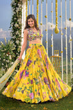 Printed Satin Silk Lehenga Set
