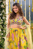 Printed Satin Silk Lehenga Set